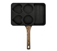 Pan for Eggs - Five Grid Breakfast Maker, Detachable Kitchen Tool | Stone Nonstick Multi Section Skillet, Universal Die Cast Aluminum Cooking Hardware with Heat Proof Timber Handle
