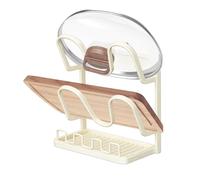 Pan Lid Holder - Cabinet Organizer, Space Saver Rack | Three Level Metal Structure With ABS Support, Stable Utensil Rest Design, Fork Soup Spoon Drying Stand For Small Kitchens Restaurant Use