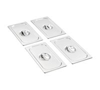 Pan Lids Set 4x Stainless Steel 530x325mm Silver GN 1/3 Commercial Kitchen Heavy
