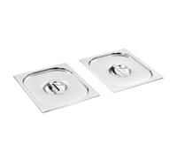 Pan Lids Silver 530x325mm Stainless Steel GN 1/2 Cover Set 2pcs Durable Kitchen