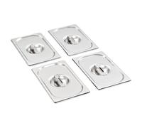 Pan Lids Silver Stainless Steel 530x325mm GN1/4 Universal Kitchen 4pcs Pro Set