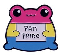 Pan Pride Frog Pansexual They Them Pronouns Non Binary Nonbinary Gender Neutral Flag Colors LGBTQ 1.1" Enamel Pin Badge by Pinstant, 1.1 Inches wide, Enamel, enamel