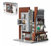 PANTASY Architecture Studio Building Set, Korean MOC Artist Ohsojang Collaboration, Modular 3-Story Modern Office with LED Lighting, Urban Street Scene Brick Model with 5 Minifigures