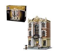 PAN TASY City Bank Building Set, 3-Storey Modular Blocks Model for Adults | 47 Printed Pieces, Classic European and American Design, Opening Vault and Removable Floors for Collectors and Display