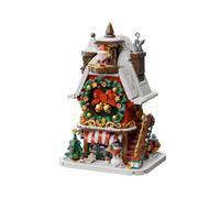 PAN TASY Light-Up Christmas Clock Building Set, Reversible Dial for Adults | Turn the side knob to switch between a Roman-numeral clock face and a wreath, then illuminate the scene with four warm lights
