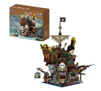 PAN TASY Pirate Tavern Building Set, Modular Shipwreck Architecture, Featuring Terrace Bar, Giant Rum Bottle Nautical Building Block Kit for Adult