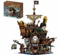 PAN TASY Pirate Tavern Building Set, Modular Shipwreck Architecture, Featuring Terrace Bar, Giant Rum Bottle Nautical Building Block Kit for Adult