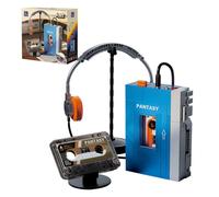 PAN TASY Retro Cassette Player Building Set, 1970s Portable Tape Player Display Model with Interchangeable Cassettes & Headphones, Vintage Music Building Blocks for Adults