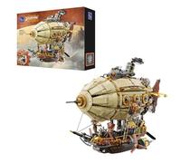 PAN TASY Steampunk Airship Model Kit for Adults, Dual-Layer Zeppelin with Gear-Driven Mechanical System, DIY Building Blocks Set, Retro Sci-Fi Construction Toy for Collectors & Display