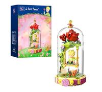 PAN TASY The Little Prince Rose Swing Building Set | Collectible model with minifigure and high-transparency dust cover, decorative story scene for adults and children
