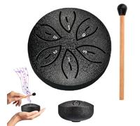 Pan Tongue Drum, 3 Inch 6 Tones Pan Drum Percussion, Handpan Instrument Steel Tongue Drum, Tones Steel Tongue Drum, 6 Tones Tongue Drum, Rain Drum, for Meditation Yoga Sound Healing (Black)