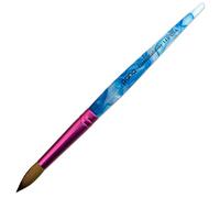 PANA Pure Kolinsky Hair Acrylic Nail Brush - Round Shape Pink Ferrule with White Swirl Blue Handle (Size 10)
