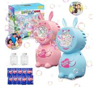 PANACARE 2-Pack Bunny Bubble Machine, Kids Bubble Blower with Bubble Liquid/8 Holes/8000+ Bubbles Per Minute, Portable Bubble Machine Outdoor Automatic Bubble Toy for Party Wedding Easter Gift