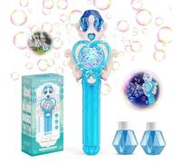 PANACARE Magic Bubble Wand for Kids Electric Bubble Machine with Light/10000+Bubbles/10 Holes Automatic Bubble Blower Portable Outdoor Bubble Maker Toys Gift for Girl Boys Summer Party Wedding
