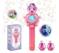 PANACARE Magic Bubble Wand for Kids Electric Bubble Machine with Light/10000+Bubbles/10 Holes Automatic Bubble Blower Portable Outdoor Bubble Maker Toys Gift for Girl Boys Summer Party Wedding
