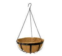 Panacea Banded Black Round Metal Hanging Basket, 40Cm