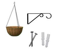 Panacea Basic Black Round Coco Liner & Metal Frame Hanging Basket, 35Cm