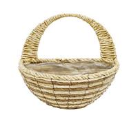 Panacea Beige Round Banana Leaf Hanging Basket