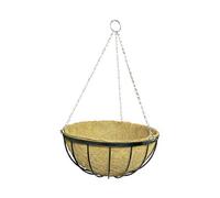 Panacea Classic Flat Iron Appearance Black Round Coco Liner & Metal Frame Hanging Basket, 40Cm