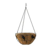 Panacea Perching Birds Black Semi-Circle Metal Hanging Basket