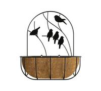 Panacea Wall Basket Perching Birds Black Semi-Circle Metal Hanging Basket