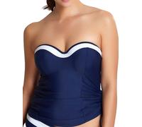 Panache Swim Women's Anya Cruise Bra Sized Molded Bandeau Tankini Top, Navy/White, 32E