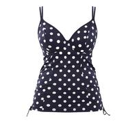 Panache Anya Riva Spot Balcony Tankini Top - Navy/Vanilla - 30D