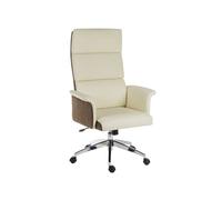 Panache High Back Executive Leather Look Office Chair Cream