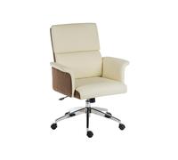 Panache Medium Back Executive Leather Look Office Chair Cream, Fully Installed