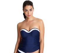 Panache Swim Women's Anya Cruise Bra Sized Molded Bandeau Tankini Top, Navy/White, 32DD