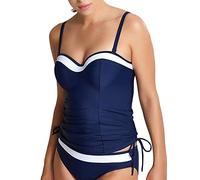 Panache Swim Women's Anya Cruise Bra Sized Molded Bandeau Tankini Top, Navy/White, 32E