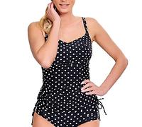 Panache Women's Anya Spot Adjustable Side Underwire Tankini (SW1011), Black/White, 3 4DD US