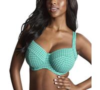 Panache Women's Olivia Gingham Wired Bikini Top Non-Padded Full Cup Supportive Fit, Green Gingham, 38GG