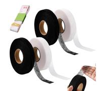 PanAcratis 5 Pack Hemming Web Iron on Hemming Tape for Trousers, 2cm Wide No Sewing Iron Hemming Tape with Soft Tape Measure for Jeans Curtain Trousers Garment (Black&White)