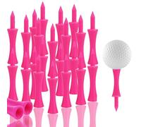 PanAcratis 50Pcs Premium Golf Tees Plastic, Pink Golf Tees 57mm Pink Castle Tees Long Short Durable Portable Professional for Golfer Practice