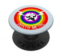 Panada bear playing electric guitar heavy music rainbow PopSockets Adhesive PopGrip