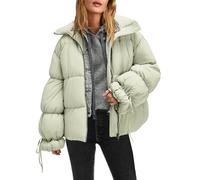 Panadila Womens Oversized Puffer Jacket Warm Winter Cozy Coats Casual Baggy Full Zip Up Puffer Coat with Pockets, Dusty Green, M