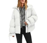Panadila Womens Oversized Puffer Jacket Warm Winter Cozy Coats Casual Baggy Full Zip Up Puffer Coat with Pockets, Cream White, XL