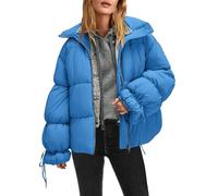 Panadila Womens Oversized Puffer Jacket Warm Winter Cozy Coats Casual Baggy Full Zip Up Puffer Coat with Pockets, Royal Blue, XL