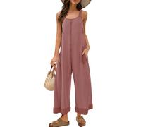 Panadila Womens Waffle Knit Jumpsuit Casual Wide Leg Jumpsuits Oversized Long Rompers Open Back Loose Overalls, Dusty Pink, S