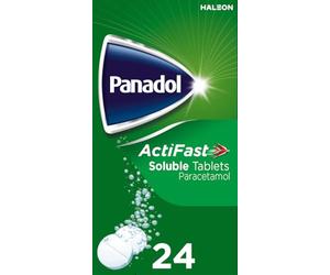 Panadol ActiFast Pain Relief Tablets, Soluble Paracetamol Tablets, Backache and Sore Throat, Pack of 24