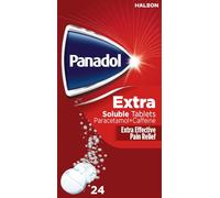 Panadol Extra Soluble Paracetamol Tablets 500mg, Painkiller and Headache Relief with Caffeine, Pack of 24