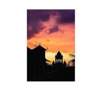 Panaji, Goa Art Print, Immaculate Conception Church Sunset Silhouette Canvas Poster Bedroom Decor Landscape Office Room Decor Gift 16x24inch(40x60cm)
