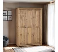 Panama 3 Door Wardrobe Natural Wax Finish Bedroom Storage Furniture