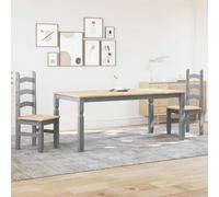Panama 3-Piece Dining Set Grey Solid Pine Dining Table Set Scandinavian Country House Style Dining Room Set Modern Space Saving for Kitchen Dining Area