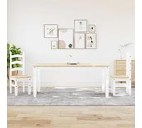 Panama 3-Piece Dining Set Solid Pine Wood with 180 x 90 x 75 cm Dining Table and 2 Chairs, Scandinavian Rustic, Space-Saving, Modern for Dining Room and Kitchen