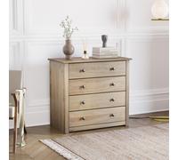 Panama 4 Drawer Chest Solid Pine Oak Finish