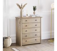 Panama 5 Drawer Chest Rustic Pine Bedroom Storage