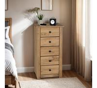 Seconique Panama 5 Drawer Narrow Chest In Distressed Waxed Pine