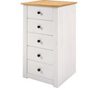 Panama 5 Drawer Narrow Chest in White and Natural Wax Finish